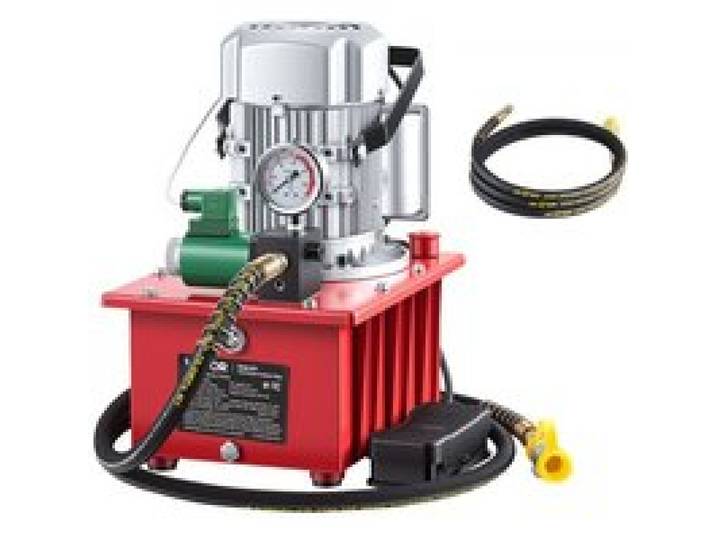 VEVOR Elektrische Hydraulikpumpe 750 W, Einfachwirkende Elektrohydraulikpumpe 10000 PSI, Hydraulikaggregat, Magnetventil mit Fußschalter, 8 L Öltank, für Stanz-, Biege- und Einfachwirkende Zylinder