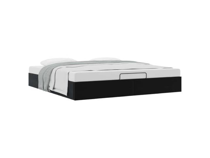 KTHLBRH Ottoman-Bett, Schwarz, King-Size, Samt Gasheber, integrierter Behälter, Metall und Holz, 140 kg
