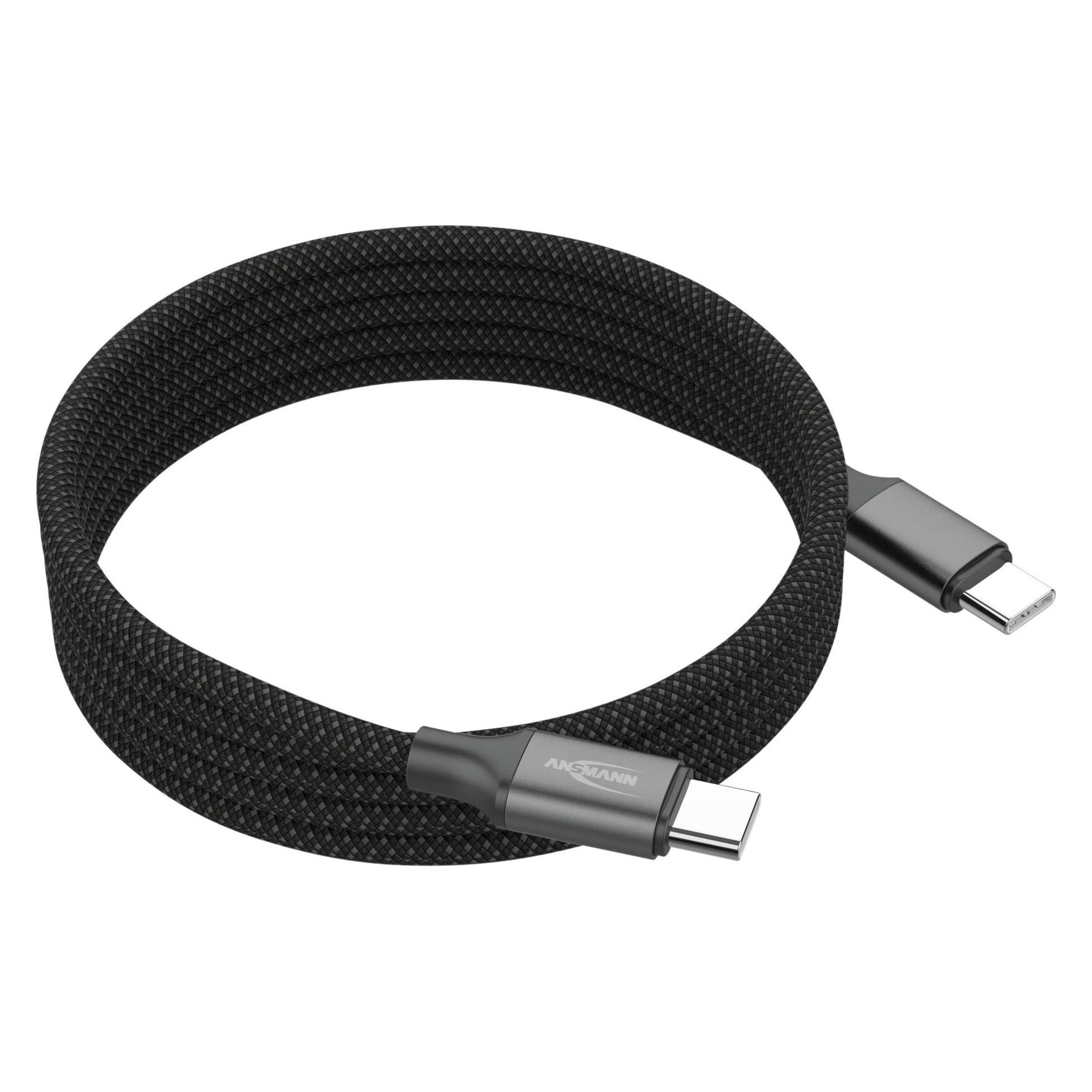 Ansmann Magnetisches Kabel USB Typ-C auf USB Typ-C 120cm (1.20 m, 60 W) (1700-0186)