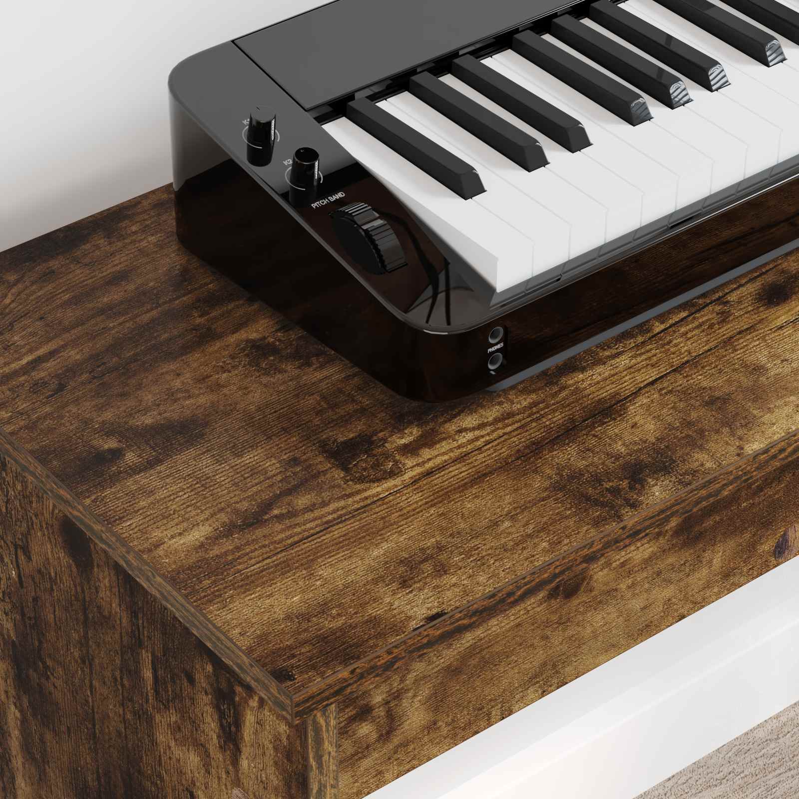vidaXL Stand de clavier Chêne fumé 100 x 32 x 64 cm Bois d'ingénierie