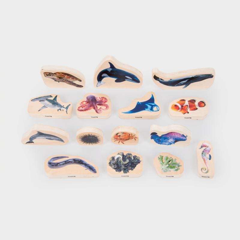 TickiT houten blokken met zeedieren, 15 stuks