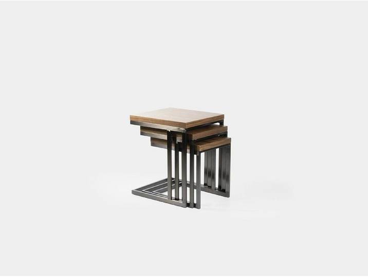 JVmoebel Beistelltisch Exquisite Tische aus Holz und Edelstahl für elegantes Wohnen (3-St., 3x Beisteltische), Made in Europa