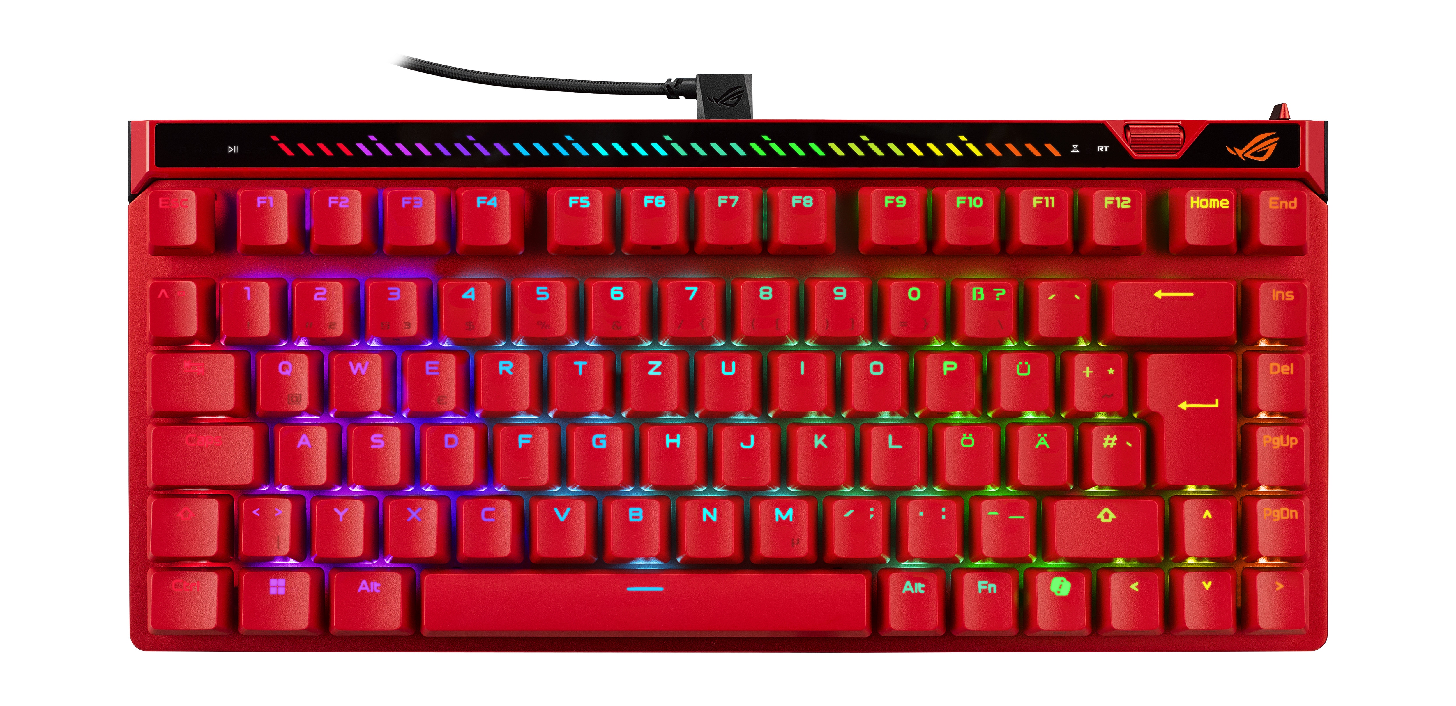 ASUS ROG Falchion Ace 75 HE Lava-Rot – Kabelgebundene Gaming-Tastatur, 75% Tastatur-Layout, Hot-Swap-fähig, Rapid Trigger, 8000 Hz Abtastrate 90MP047H-BKDA60