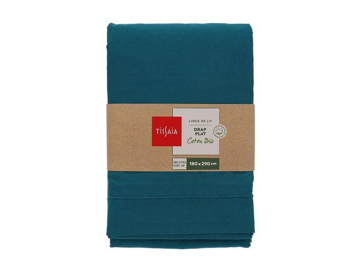 Drap plat uni 180x290 Cm émeraude TISSAIA