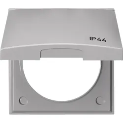 Berker Rahmen 1-fach grau mit Klappdeckel 918282597