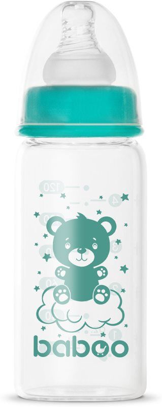 Baboo Anti-colic Glass Feeding Bottle Narrow Neck biberon en verre 0m+ 1 pcs