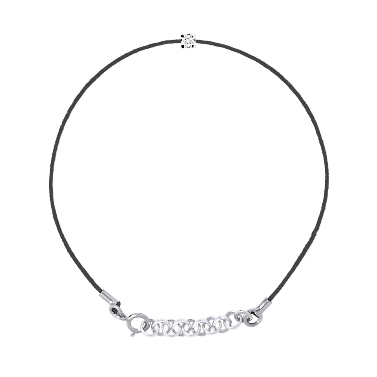 Diamond Bracelet Solitaire 0050 Cts Black Nylon 925