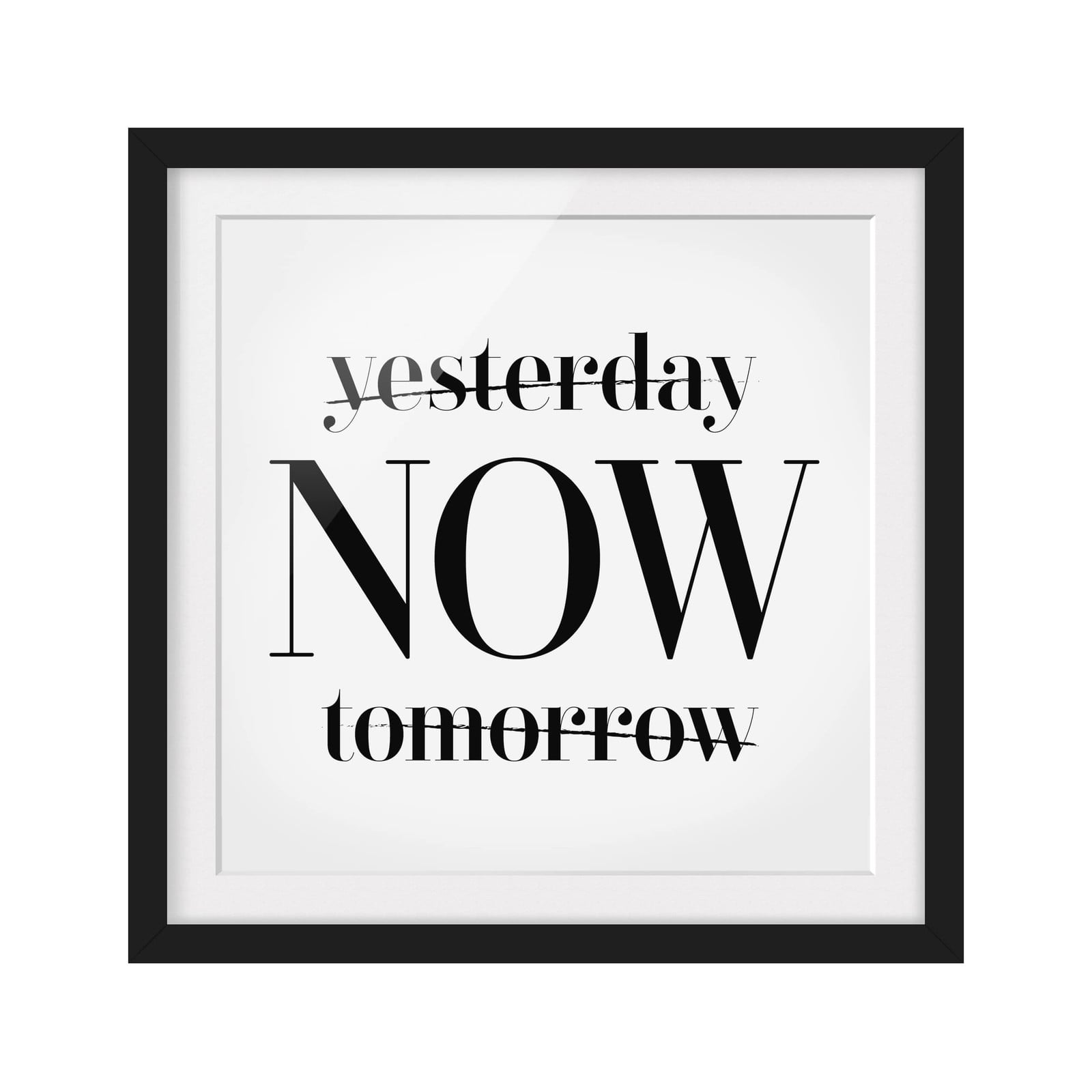 home24 Yesterday now tomorrow wanddecoratie, zwart, massief grenenhout, 30 x 30 cm