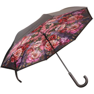 Stockregenschirm GOEBEL "Louis Comfort Tiffany - Pfingstrosen", bunt, B:10cm T:5cm Ø:108cm, Obermaterial: 100% Glasfaser, Regenschirme, mit Upside/Down Öffnung