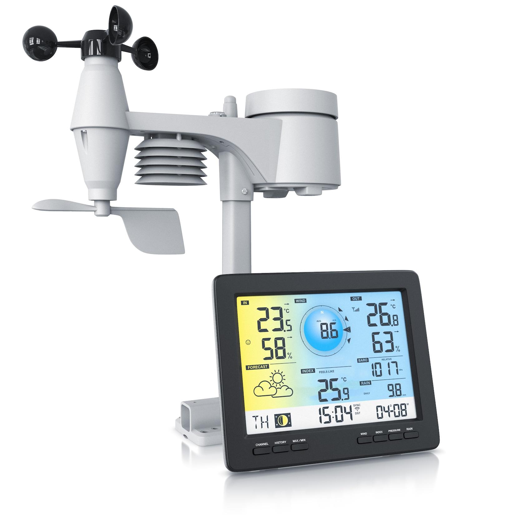 Brandson Wetterstation mit Außensensor, Profi Funkwetterstation mit Außen Messstation, Wetterdaten per App