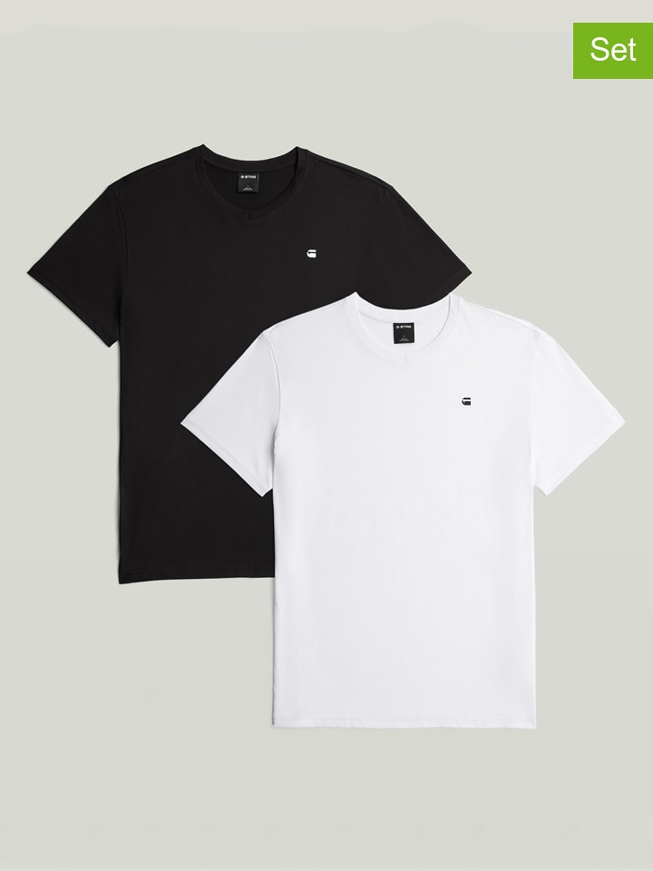 G-Star 2er-Set: Shirts in Weiß/ Schwarz - S