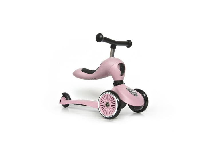 Scoot and Ride 2In1 - Laufrad/Kinderscooter Highwaykick 1, Rosa, Metall, Kunststoff, 24x37x55 cm, unisex, höhenverstellbarer Lenker, weicher Sitz, Anti-Überschlag-Vorrichtung, Freizeit & Co, Gartenspielzeug, Scooter