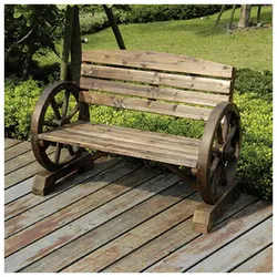 HTI-Living Gartenbank mit Wagenrädern als Armstütze Sommerset Natur