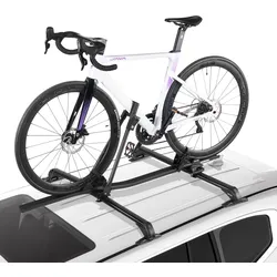VEVOR Dachfahrradträger 15 kg Tragkraft, aufrechter Fahrraddachträger mit sicherem Verriegelungssystem für die meisten Standard-Querträger, aufrechter Autodachträger für SUV Auto, Schwarz