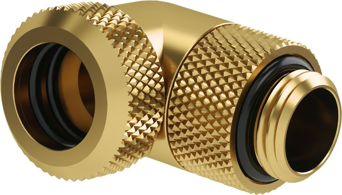 Barrow Multi-Link Adapter Anschluss 90 Grad G1/4 Zoll AG auf 12mm AD Hardtube - drehbar, gold