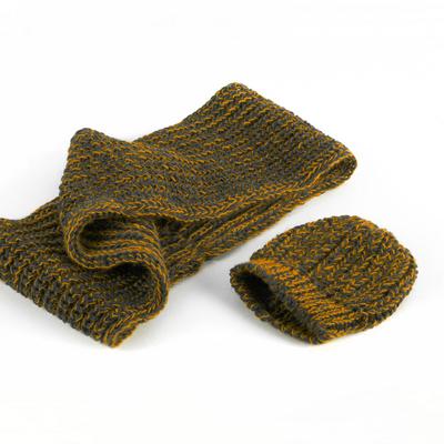 Strickset Mütze & Schal "Alpaka" cognac