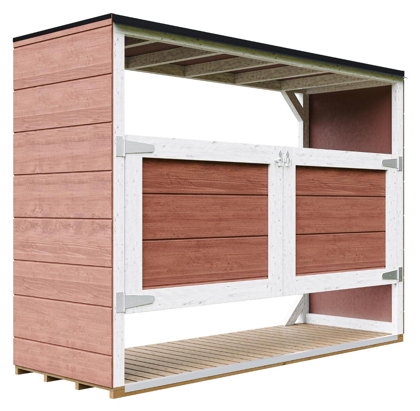 Mülltonnenbox 3er 240L Aus Wetterfest LP Smartside Holz, Mülltonnenverkleidung mit Türen, Garten Mülltonnenbox, Moderne garten box Außen - Timbela M982A-REDWOOD RED