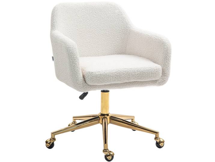 Okwish Drehstuhl 60/61/79-88 cm cremeweiß aus Polyester höhenverstellbar, Creme, Kunststoff, 61x88x60 cm, Büromöbel, Bürostühle, Drehstühle