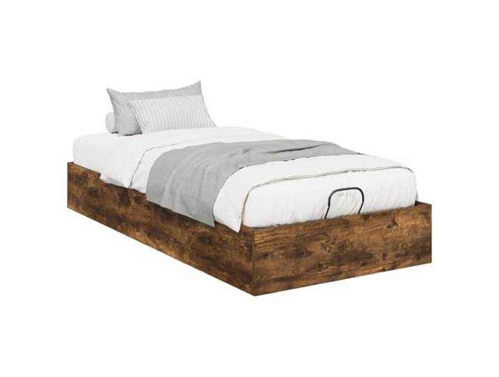 KTHLBRH Ottoman-Bett Eiche geräuchert 203 x 100 x 25 cm Ingenieuriertes Holz, Gasheber, Kapazität 240 kg, Stauraum unter dem Bett