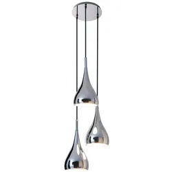Pendelleuchte Designlampe Deckenlampe Hängeleuchte Chrom Metall 3-Flammig