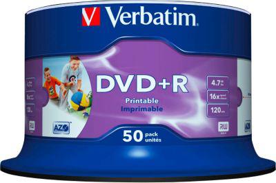 Verbatim DVD+R AZO Wide Inkjet Printable, Kapazität 4,7 GB, 50er-Spindel