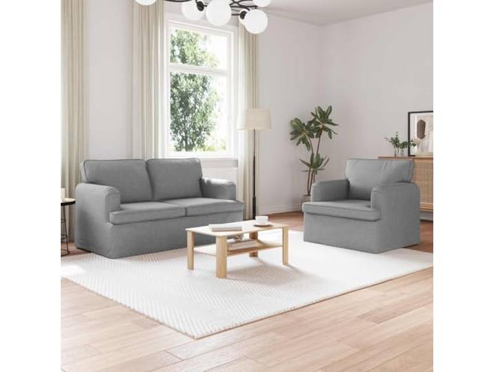 ZQQLVOO Sofa Set 2 STK. Hellgrau Stoff Ecksofa Modular Design, Metallrahmen, Schaumstoffkissen, für Wohnzimmer und Schlafzimmer