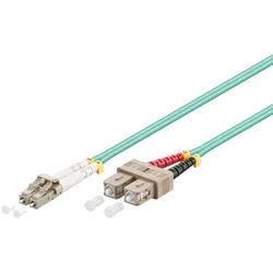 LWL Kabel Multimode OM3, LC-Stecker (UPC) > SC-Stecker (UPC), türkis - Länge: 2,0 m
