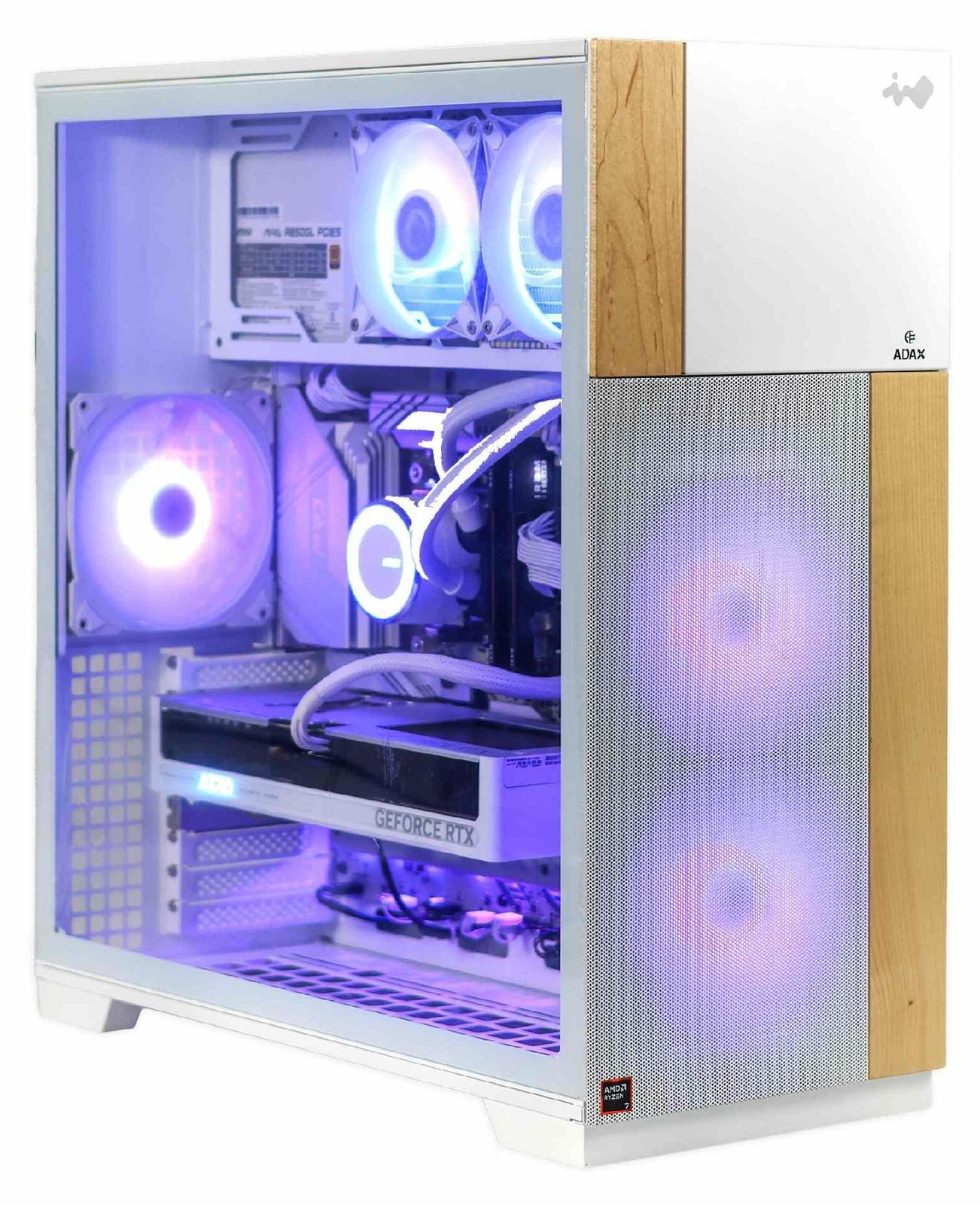 ADAX DRACO OBSIDIAN witte gaming-pc met Ryzen 7 9700X, RTX 5070, 32 GB geheugen en 1 TB SSD