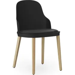 Allez PP Ultra Leather Stuhl schwarz mit gepolstertem Sitz auf Eichenbeinen