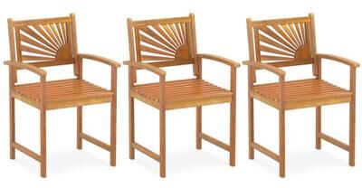 Costway Outdoor Acacia Wood Dining Chairs-3 Pieces