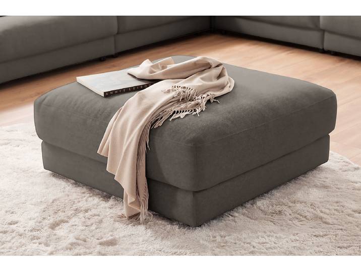 Polsterhocker 100 x 44 x 100cm Grau Samt Velika: Steingrau Polyurethanschaum