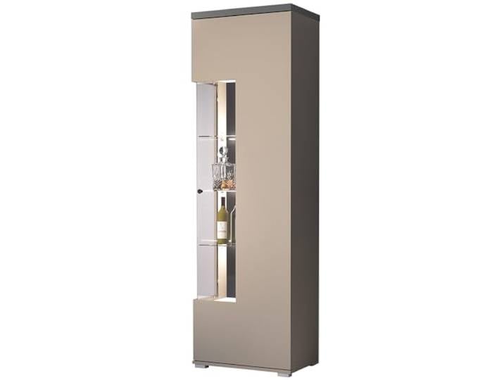 Vitrine in beige 180cm hoch LED Beleuchtung modern Schrankvitrine modern