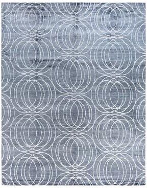 Overton "Modern One-of-a-Kind Hand-Knotted Area Rug - Gray, 8' 0"" x 10' 0"" - 8' 0"" x 10' 0"""