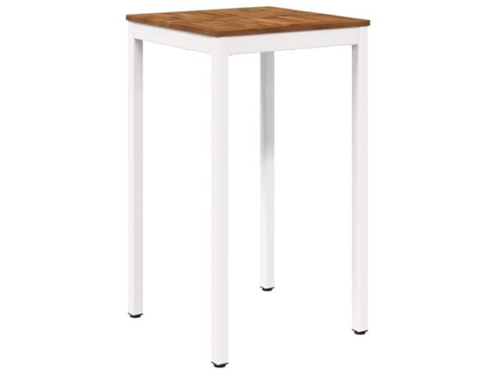Roanoer Gartenbar-Tisch Akazie Massivholz Stehtisch 60x60,5x105 cm Robuste Stahlbeine kombiniert mit echter Holzmaserung schaffen rustikales Ambiente auf Balkon, Terrasse oder Veranda.