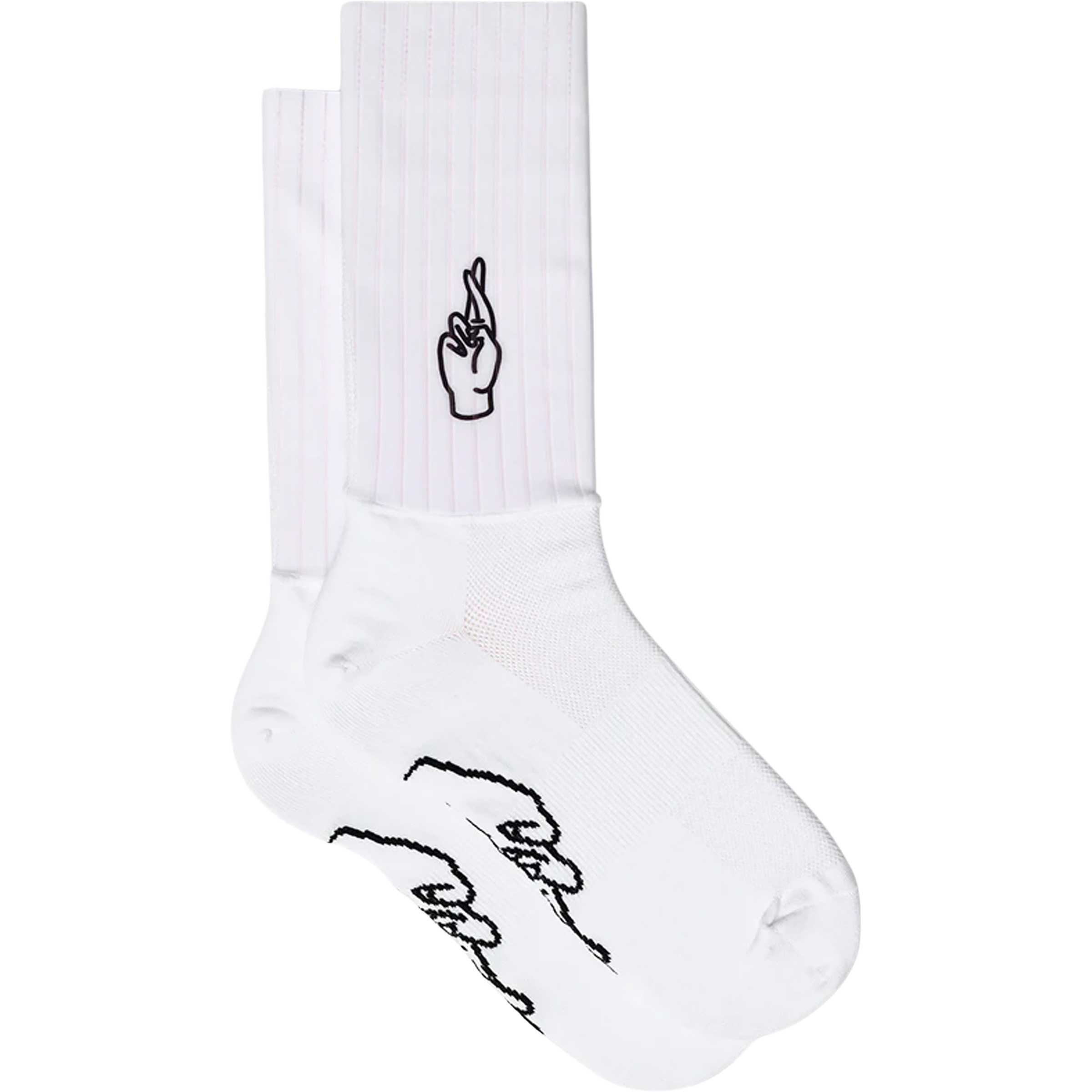 Fingerscrossed Aero 2.0 Logo Fahrradsocken weiss Größe 35 Rennrad Elastisch