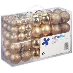 Relaxdays Weihnachtskugeln 100er Set Creme,Silber