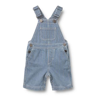Jumpsuit WHEAT "WHEAT Overall Shorts Lykke", Mädchen, Gr. 74, blau (denim stripe), 100% Baumwolle (Bio), normal, Overalls Jumpsuit
