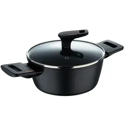 BERGNER Copper - Flacher Schmortopf Ø 20cm, 2,2 l, mit Deckel aus geschmiedetem Aluminium, schwarz