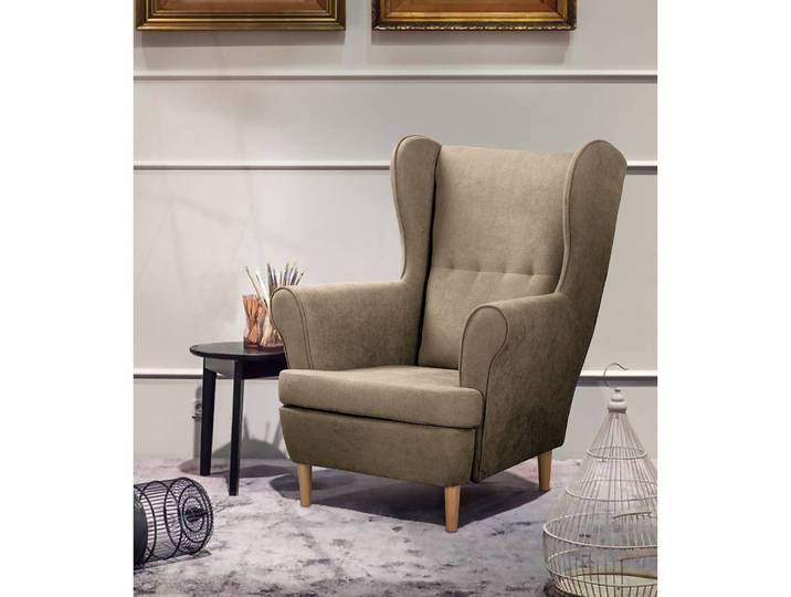 Ohrensessel Ranu I Beige Microfaser Enza 86 x 91 x 83cm