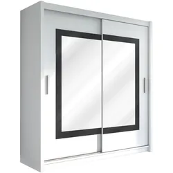 SCHWEBETÜRENSCHRANK KENNEN 203/215/61 cm 2-türig mit Spiegel Weiß