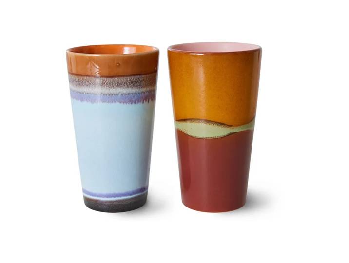 HKliving Tasse à latte 70 s 28 cl 2 Pièces Clash'