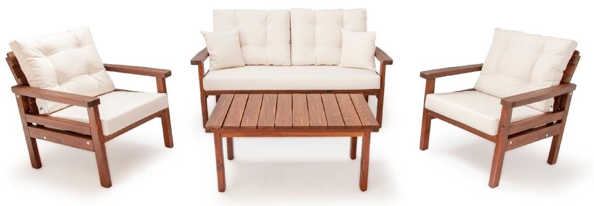 Casa Padrino Luxus Gartenmöbel Set Beige / Dunkelbraun - 1 Garten Sofa & 2 Garten Sessel & 1 Garten Couchtisch - Garten Möbel - Terrassen Möbel - Luxus Möbel