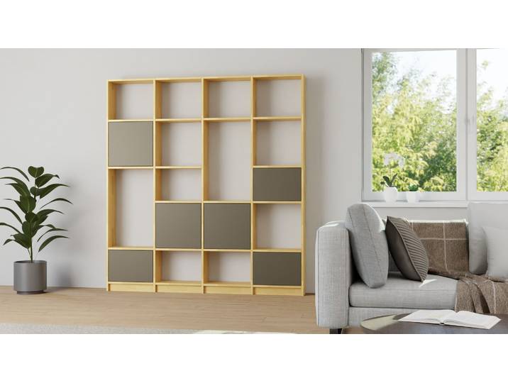 Moderne Bücherwand nach Maß Buche Natur geölt
