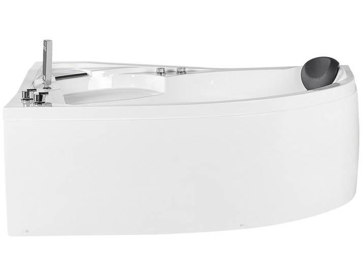 BELIANI Whirpool-Badewanne Weiß Rechts 150 x 100 cm aus Sanitäracryl mit LED-Beleuchtung Massagefunktion Lichttherapie SPA Modernes Design