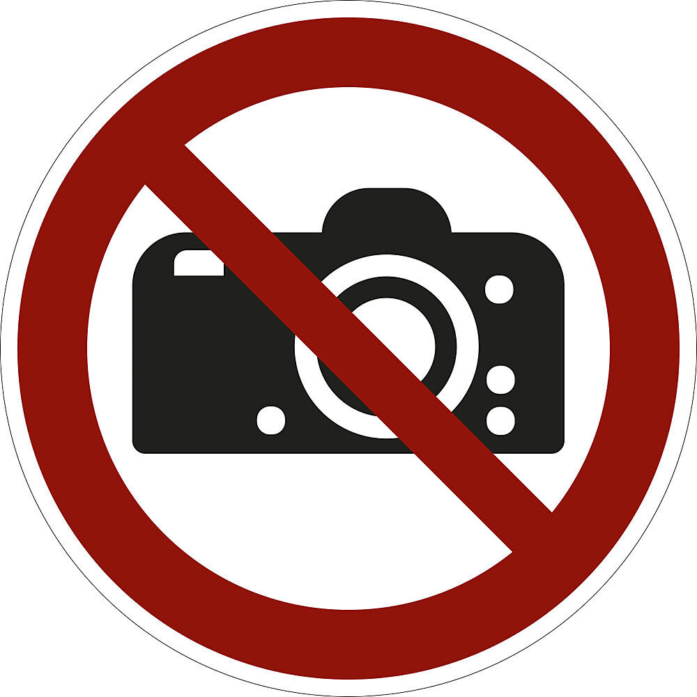 kaiserkraft Verbotszeichen, Fotografieren verboten, VE 10 Stk, Folie, Ø 200 mm