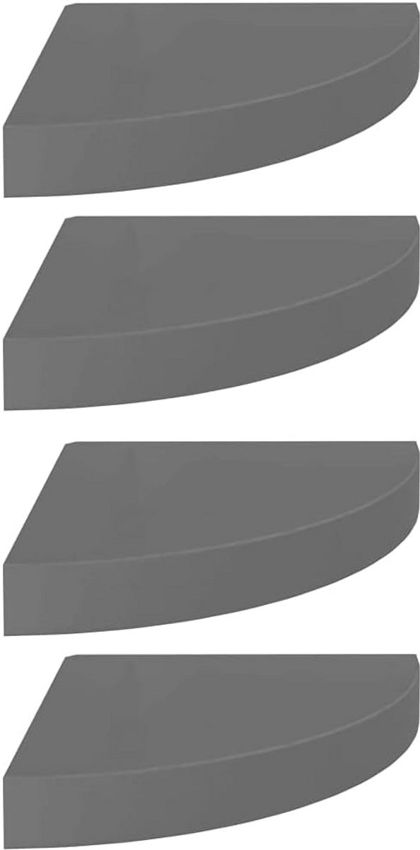 Set van 4 vierkante zwevende wandplanken in hoogglans grijs MDF