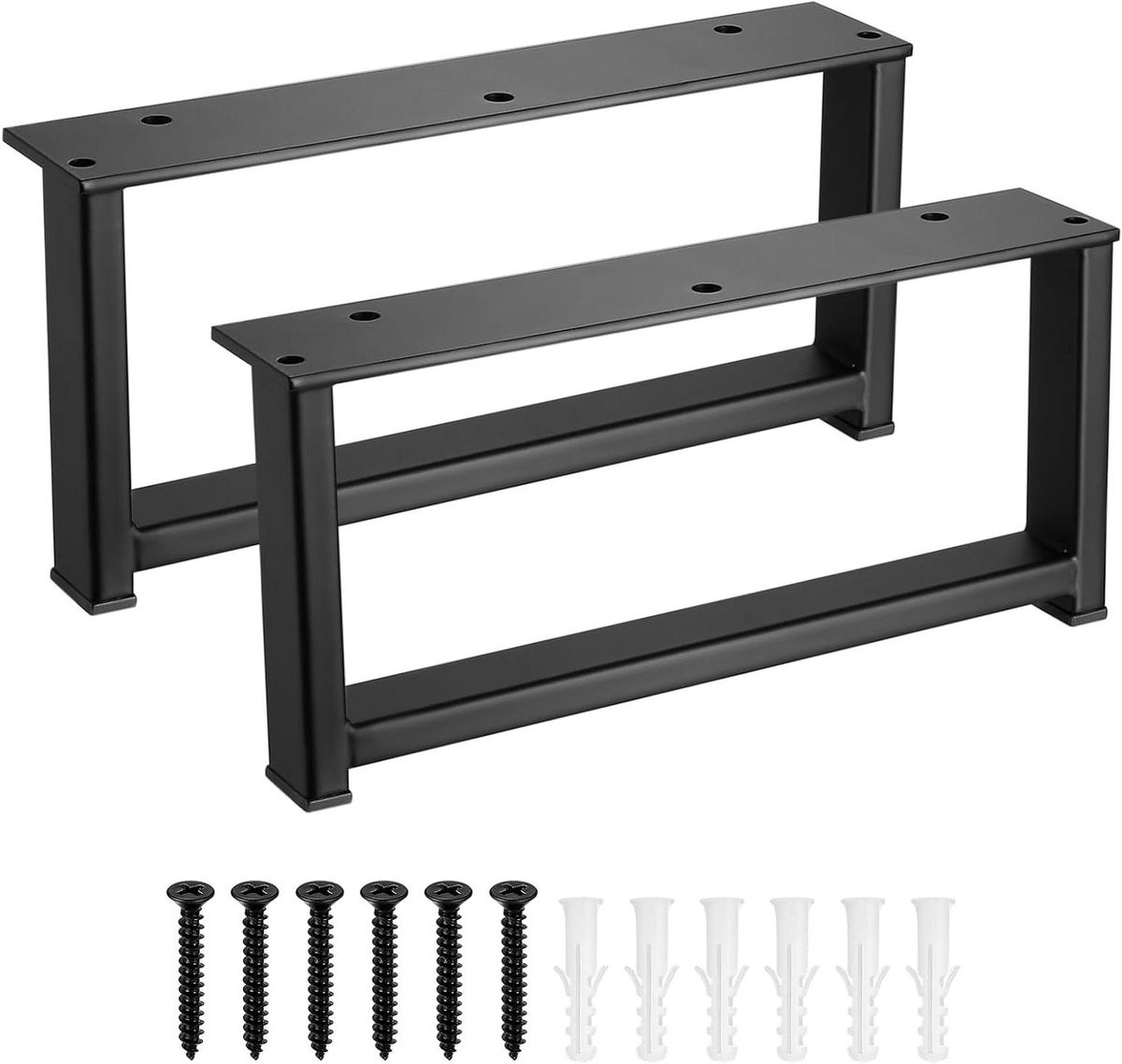 Set van zwarte metalen tafelpoten voor meubels, breedte: 20 cm