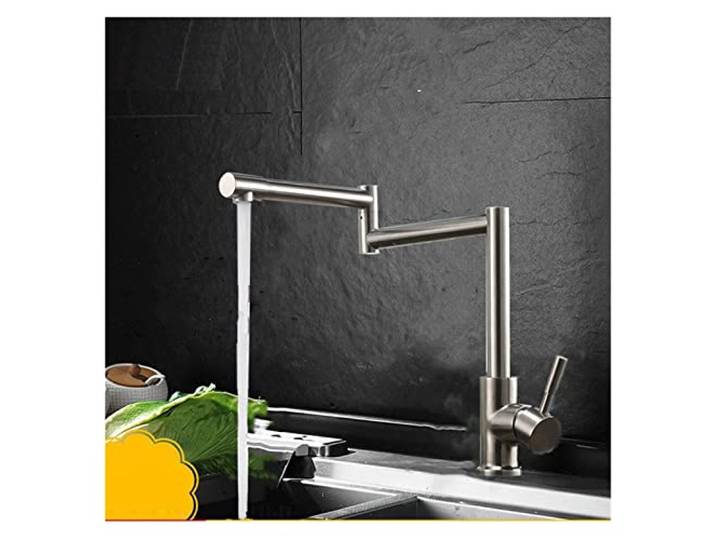 Drehhahn, 304 Edelstahl Bleifrei Küchenarmatur 360 Grad drehbar Küchenspüle Klapphahn Kalt Warmwasser Mischbatterie Spüle Kran(Brushed without hose)