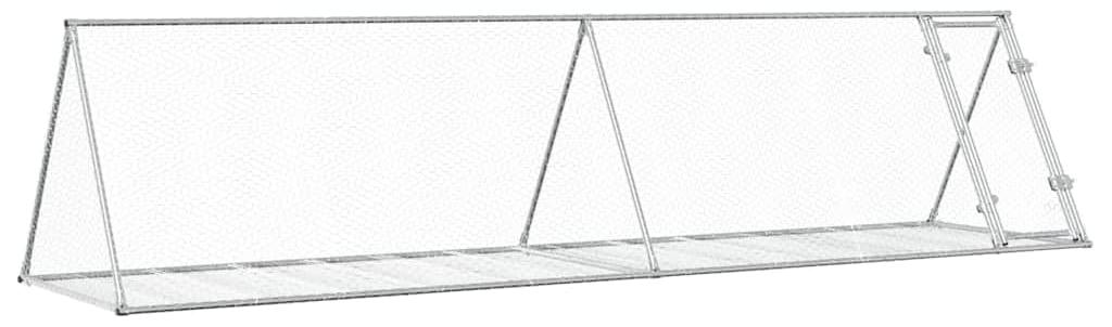 Kaninchenstall für den Außenbereich - Silberfarben - 400x105x91 cm - Aus legiertem Stahl - Für Kleintiere - Mit drehbaren Türen und Verschluss
