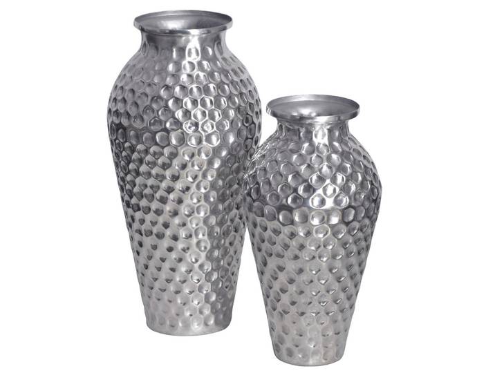 Livetastic Dekovase, Silberfarben, Metall, rund, stehend, zum Stellen, handgemacht, auch für frische Blumen geeignet, Dekoration, Vase, Metallvase